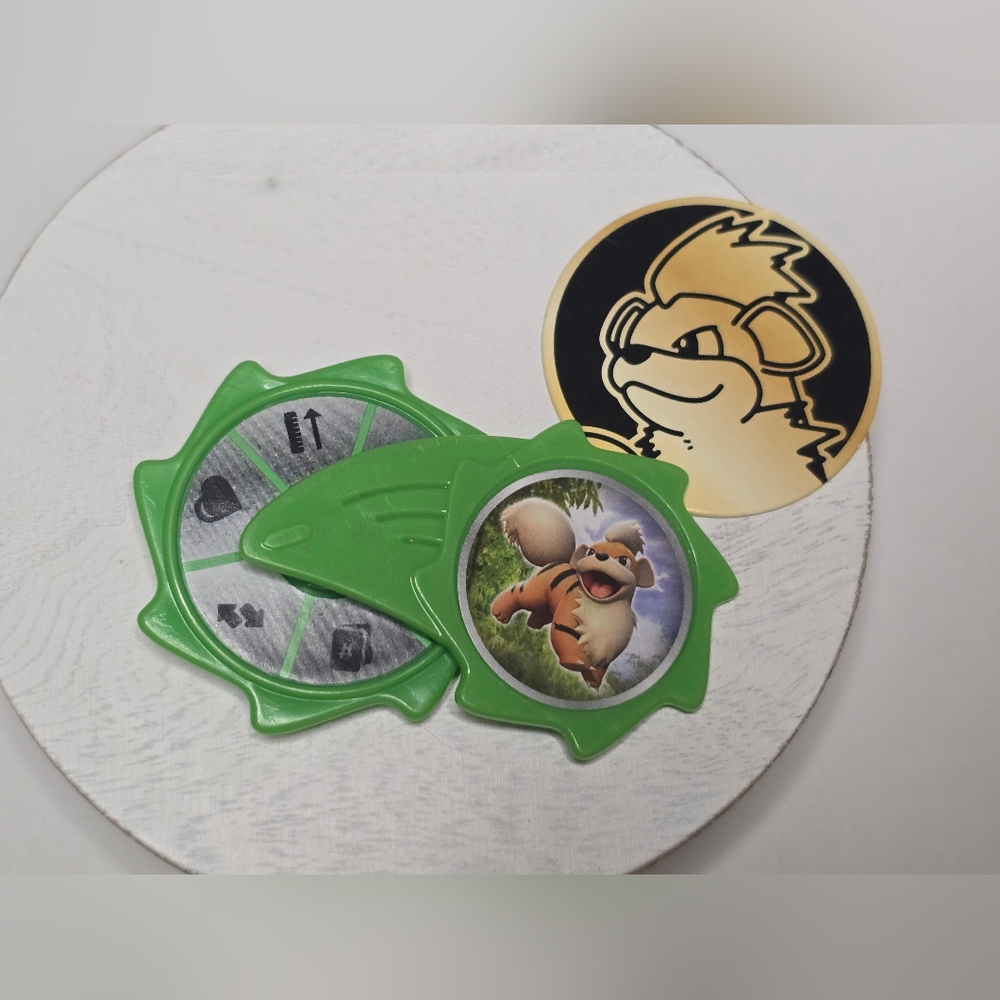 2022 McDonald’s Happy Meal Pokemon Spinner & Cardboard Token Toy Growlithe